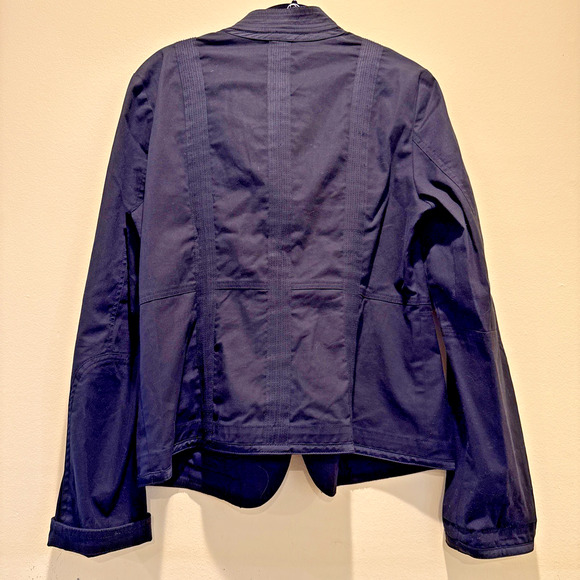 DKNY Women Black Jacket collared button up light jacket size 12 96% cotton - Picture 10 of 13